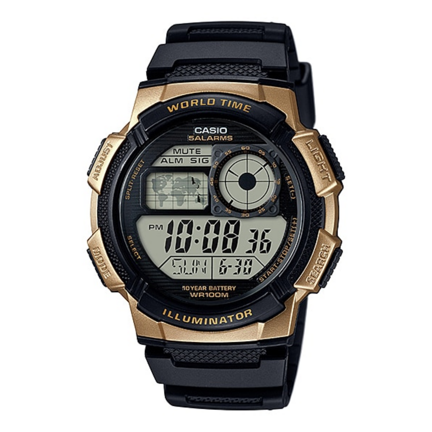 Casio Youth World Time Digital Resin Belt Watch AE-1000W-1A3VDF
