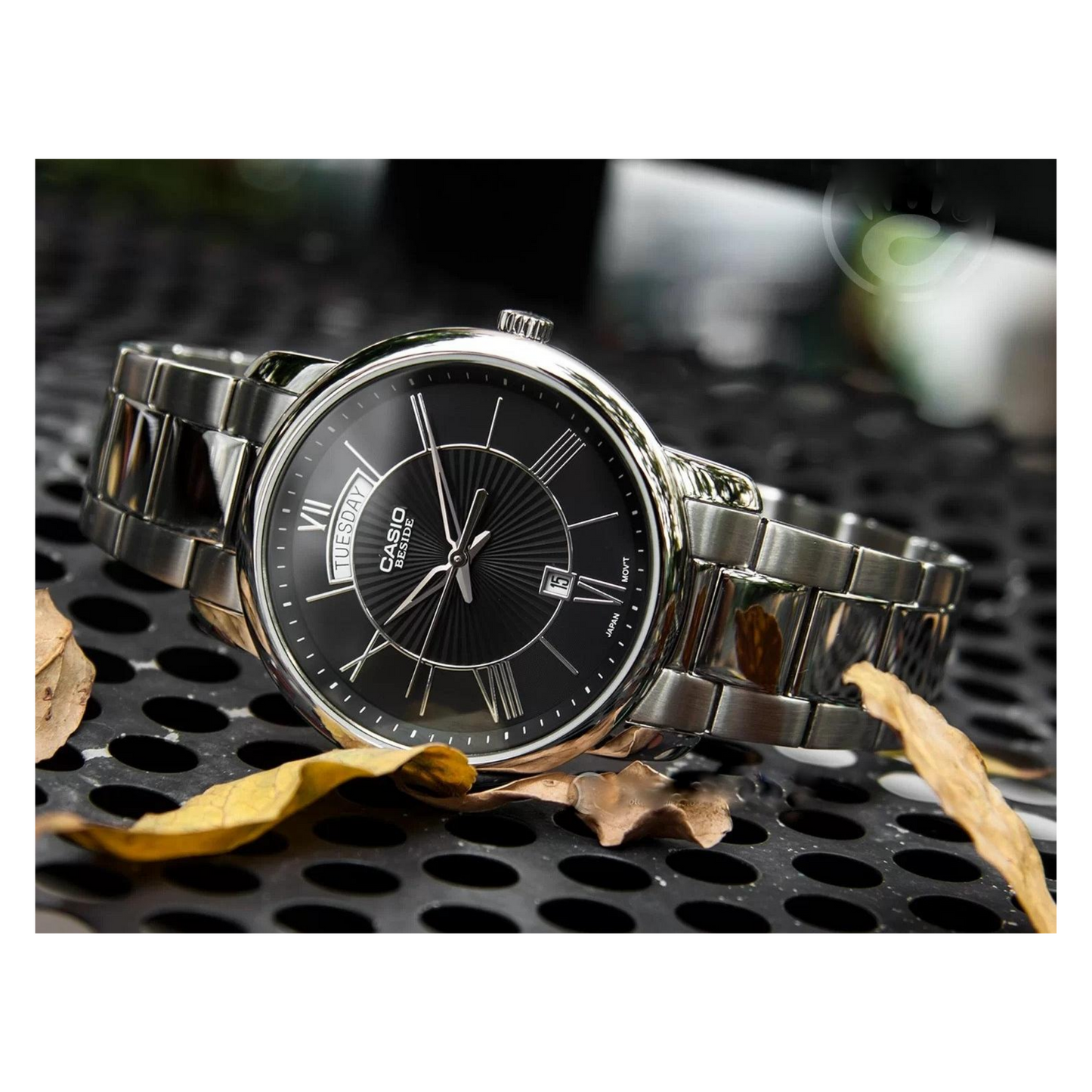Casio Beside Day Date Stainless Steel Chain Watch BEM-152D-1AVDF