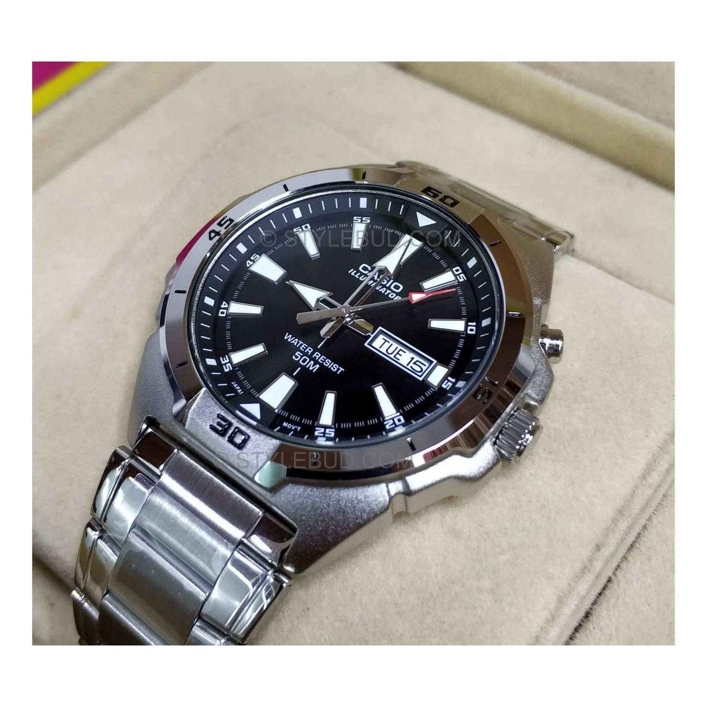 Casio Enticer Day Date Illuminator Chain Watch MTP-E203D-1AVDF