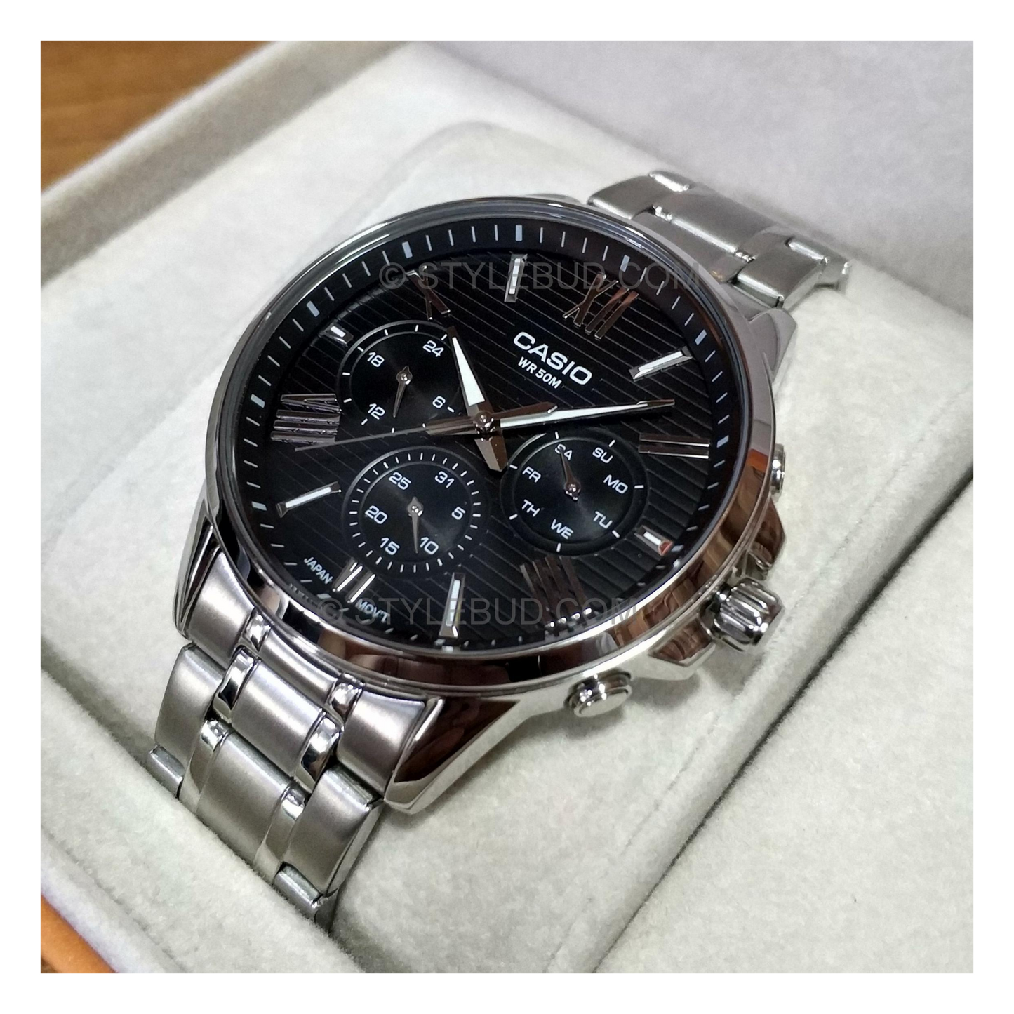 Casio Enticer Multifunction Stainless Steel Chain Watch MTP-EX300D-1AVDF