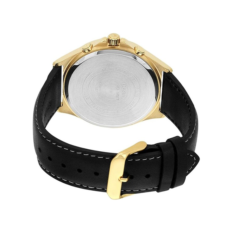 Casio Enticer Multifunction Stainless Steel Golden Leather Belt Watch MTP-E303GL-1AVDF