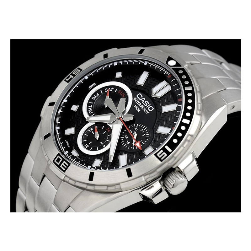 Casio Enticer Multifunction Stainless Steel Chain Watch MTD-1060D-1AVDF