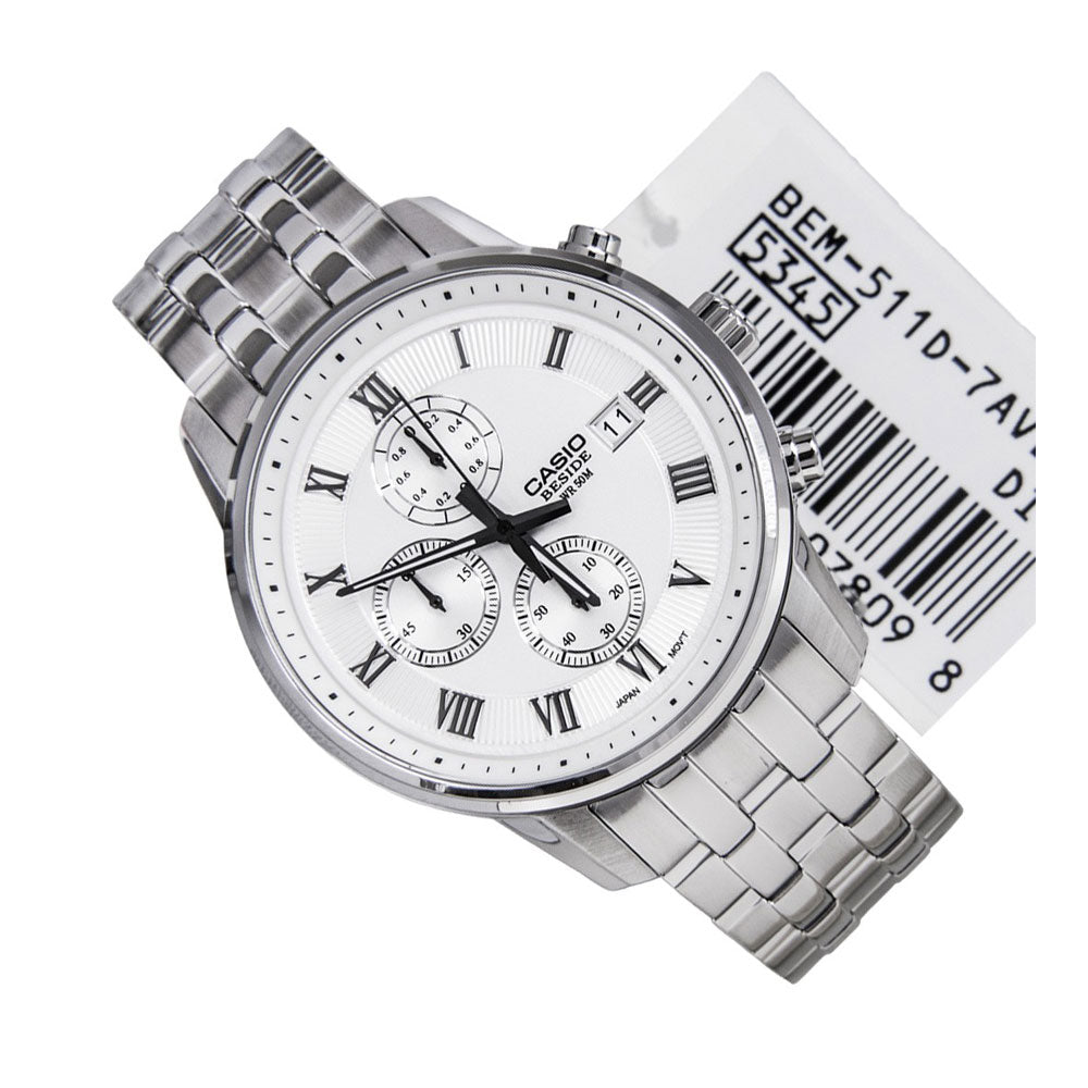Casio Beside Chronograph Stainless Steel Chain Watch BEM-511D-7AVDF