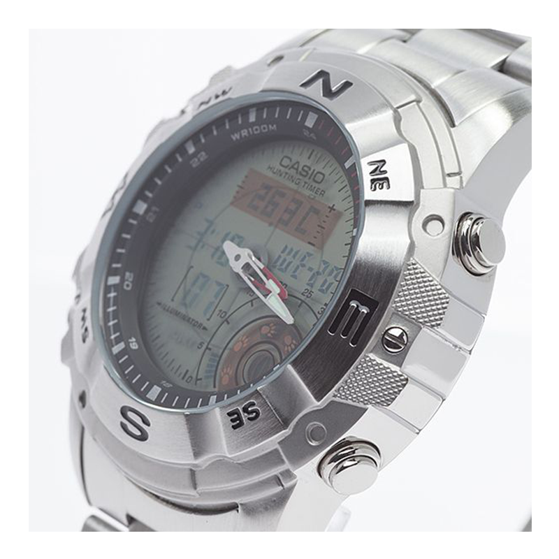 Casio Youth Hunting Timer Stainless Steel Chain Watch AMW-704D-7AVDF