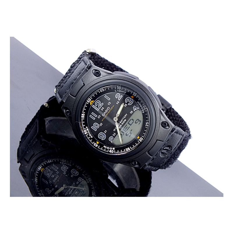 Casio Youth Dual Time Nylon Belt Watch AW-80V-1BVDF