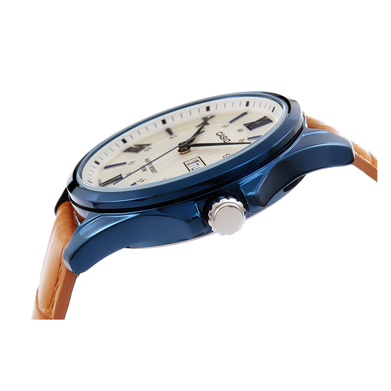Casio Enticer Day Date Blue Leather Belt Watch MTP-1384BUL-9AVDF