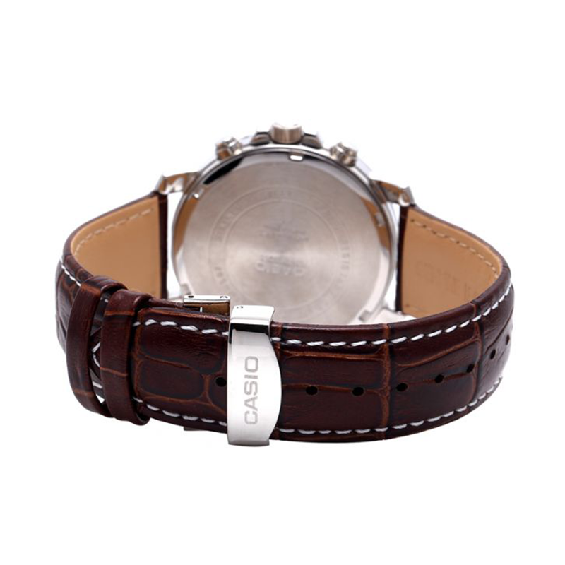 Casio Beside Chronograph Stainless Steel Leather Belt Watch BEM-507L-7AVDF
