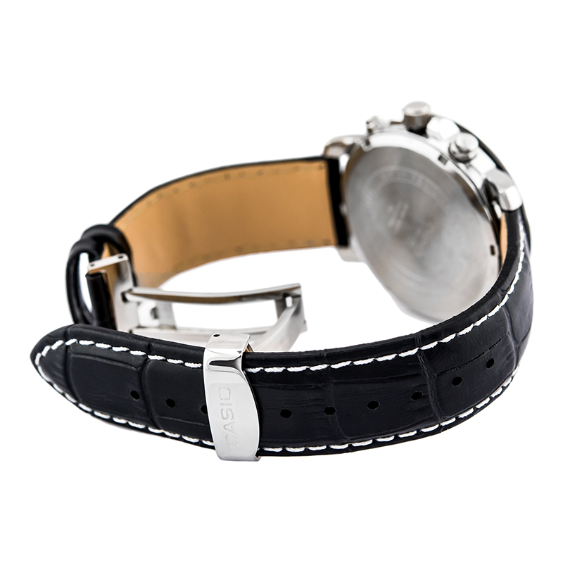 Casio Beside Chronograph Stainless Steel Leather Belt Watch BEM-507BL-1AVDF