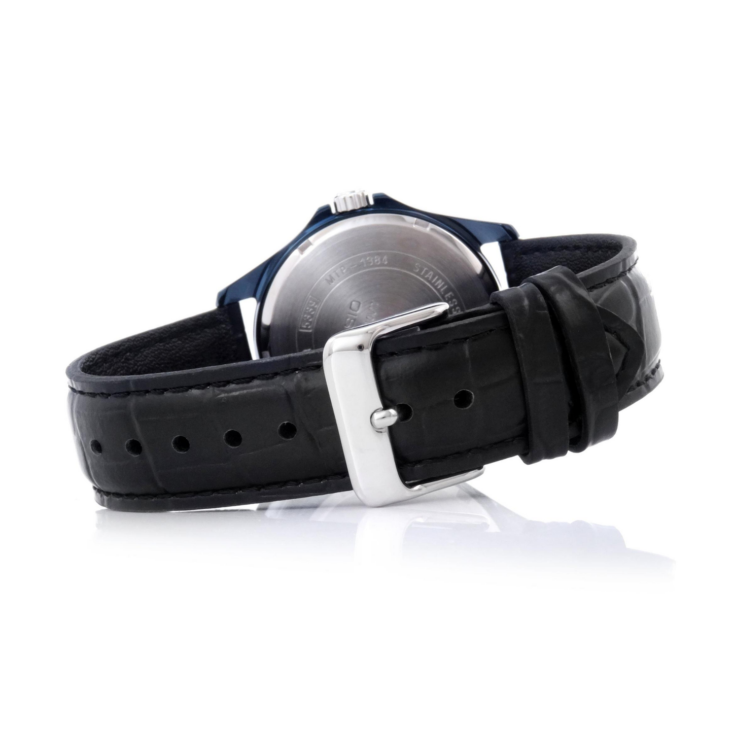 Casio Enticer Day Date Blue Leather Belt Watch MTP-1384BUL-1AVDF