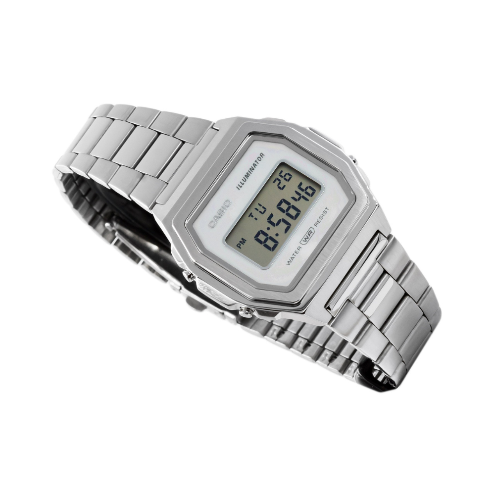 Casio Vintage Illuminator Stainless Steel Silver Chain Watch A1000D-7EF