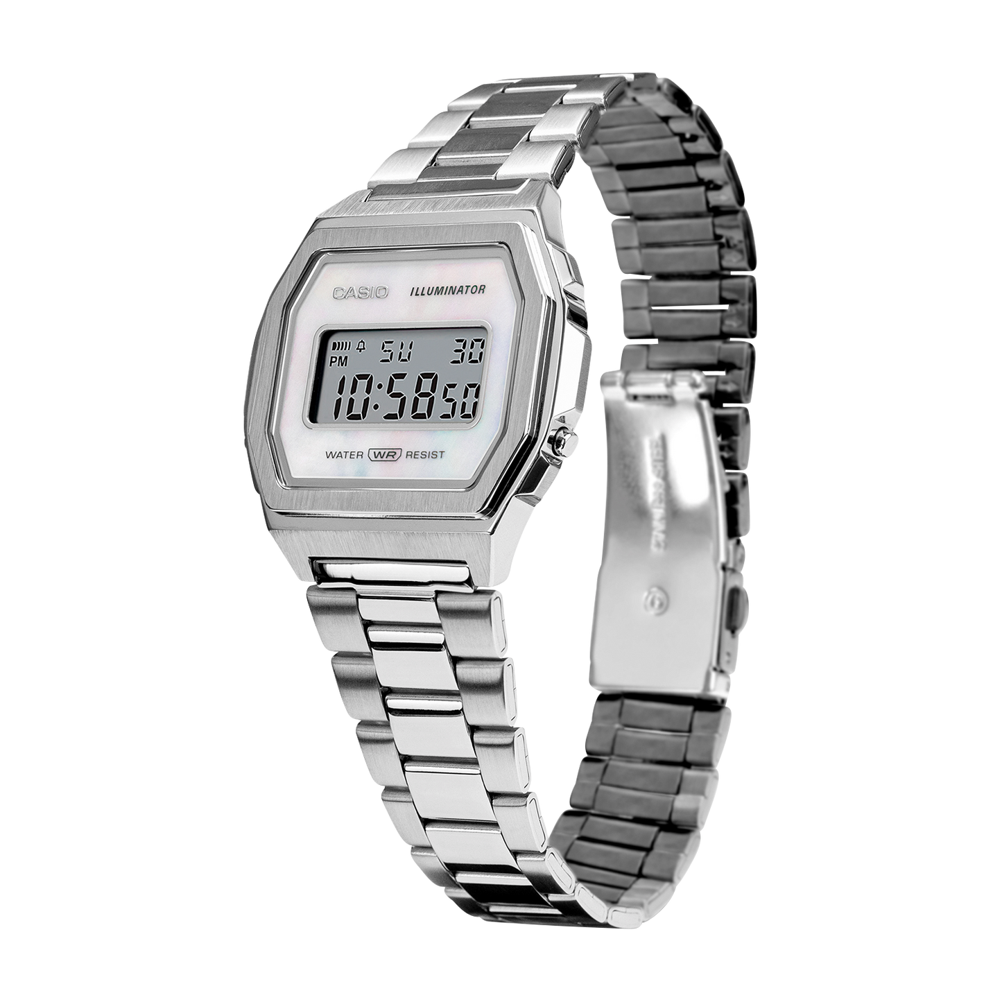 Casio Vintage Illuminator Stainless Steel Silver Chain Watch A1000D-7EF