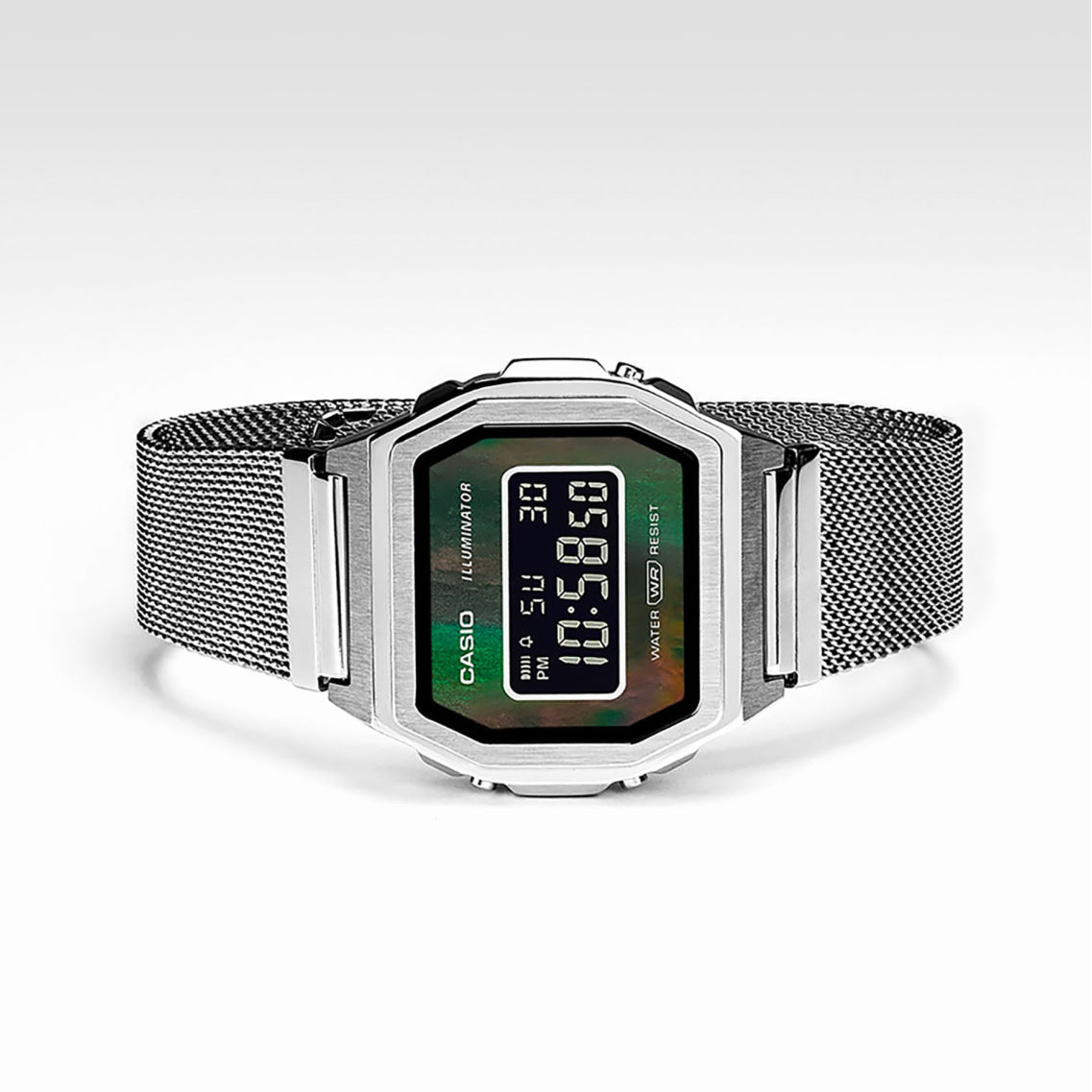 Casio Vintage Illuminator Stainless Steel Silver Mesh Chain Watch A1000M-1BEF