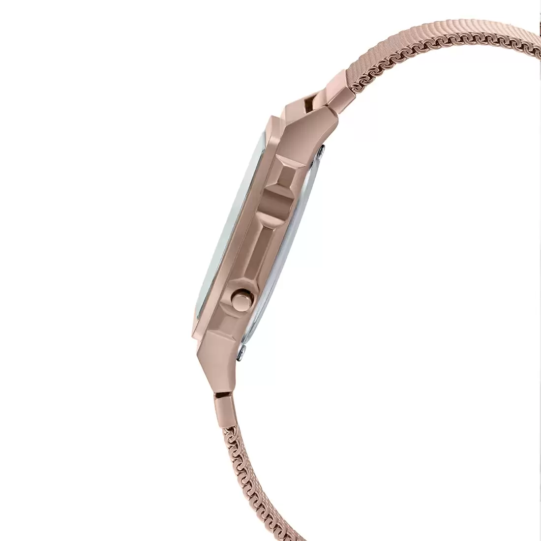 Casio Vintage Illuminator Stainless Steel Peach Gold Mesh Chain Watch A1000MCG-9EF