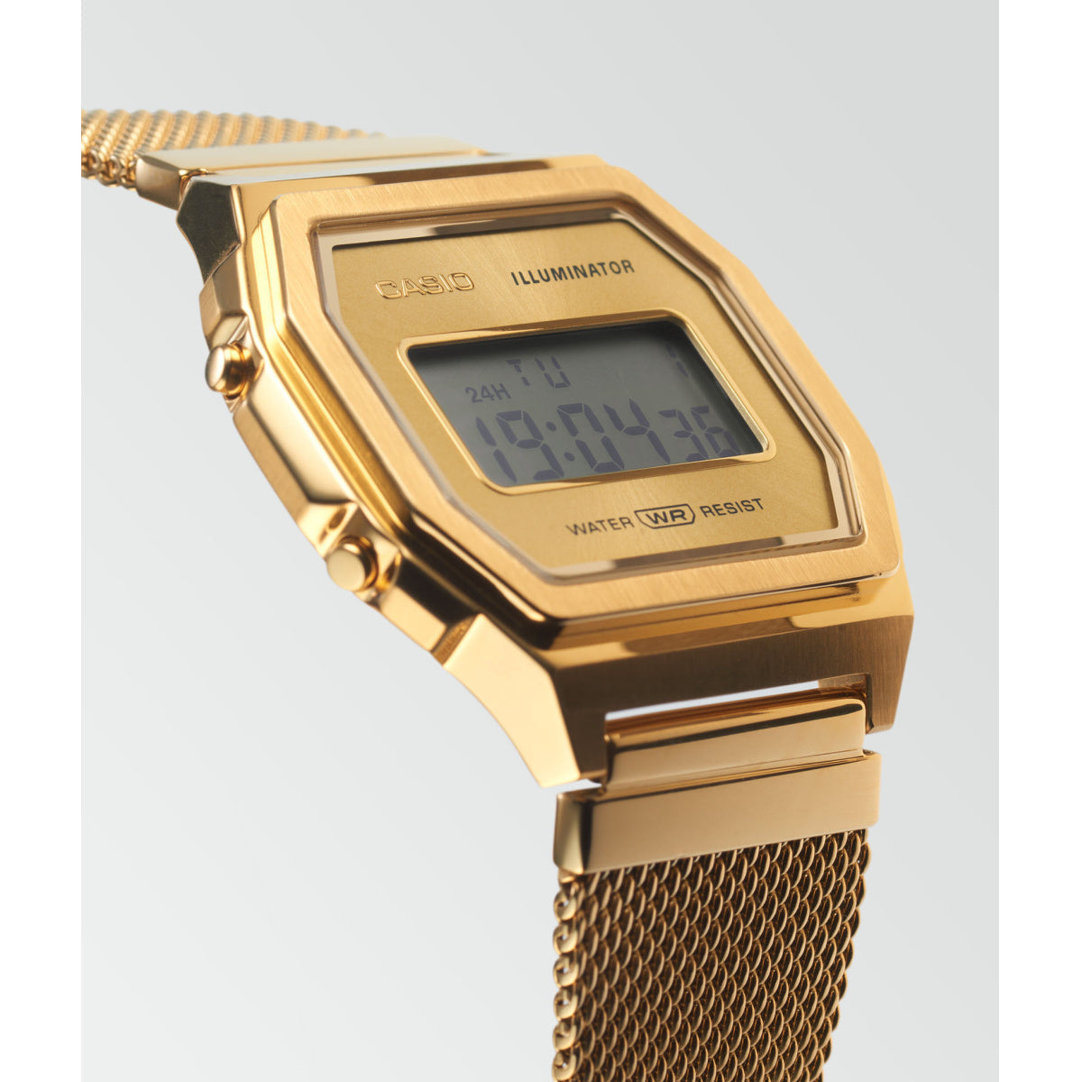 Casio Vintage Illuminator Stainless Steel Golden Mesh Chain Watch A1000MG-9EF