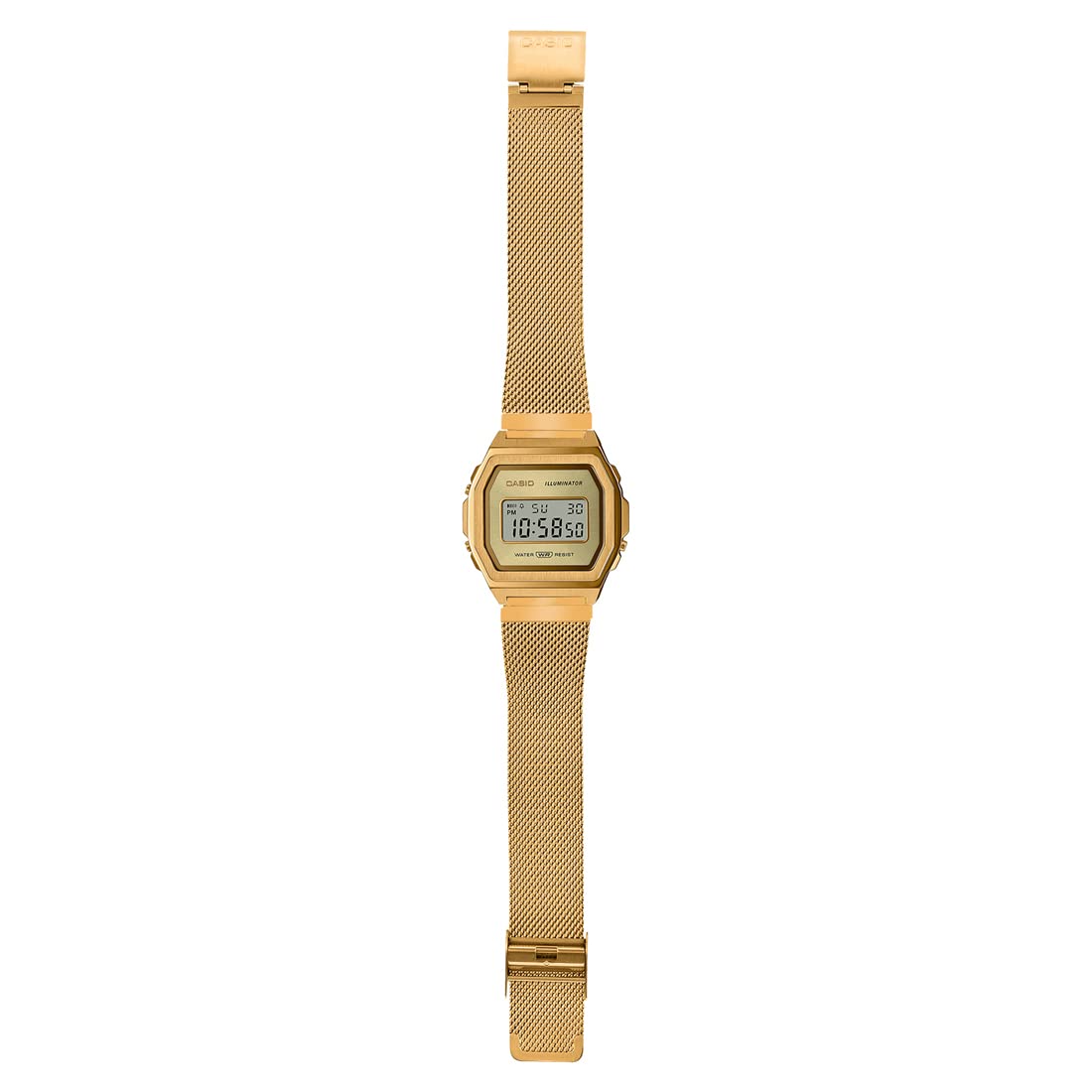 Casio Vintage Illuminator Stainless Steel Golden Mesh Chain Watch A1000MG-9EF