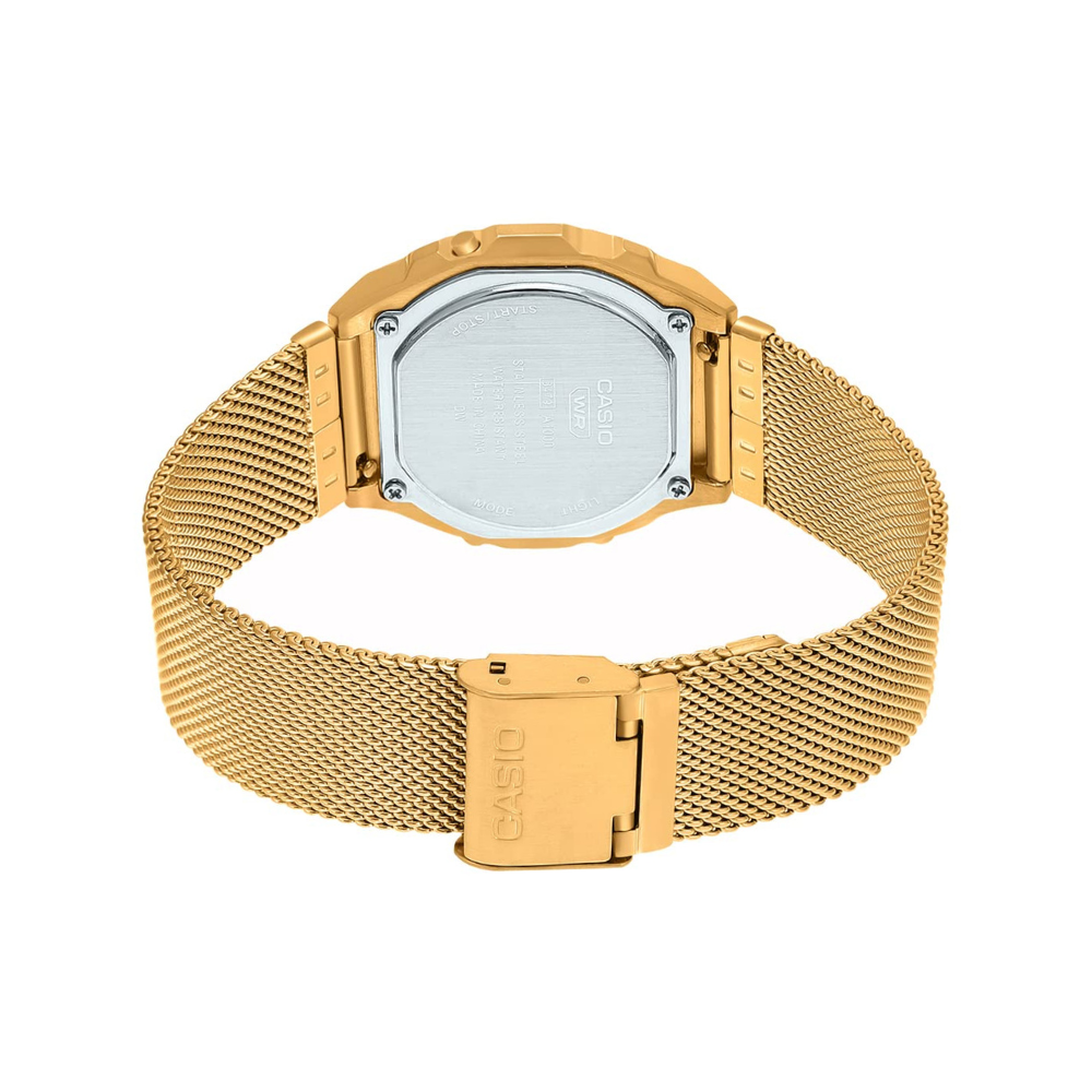 Casio Vintage Illuminator Stainless Steel Golden Mesh Chain Watch A1000MG-9EF