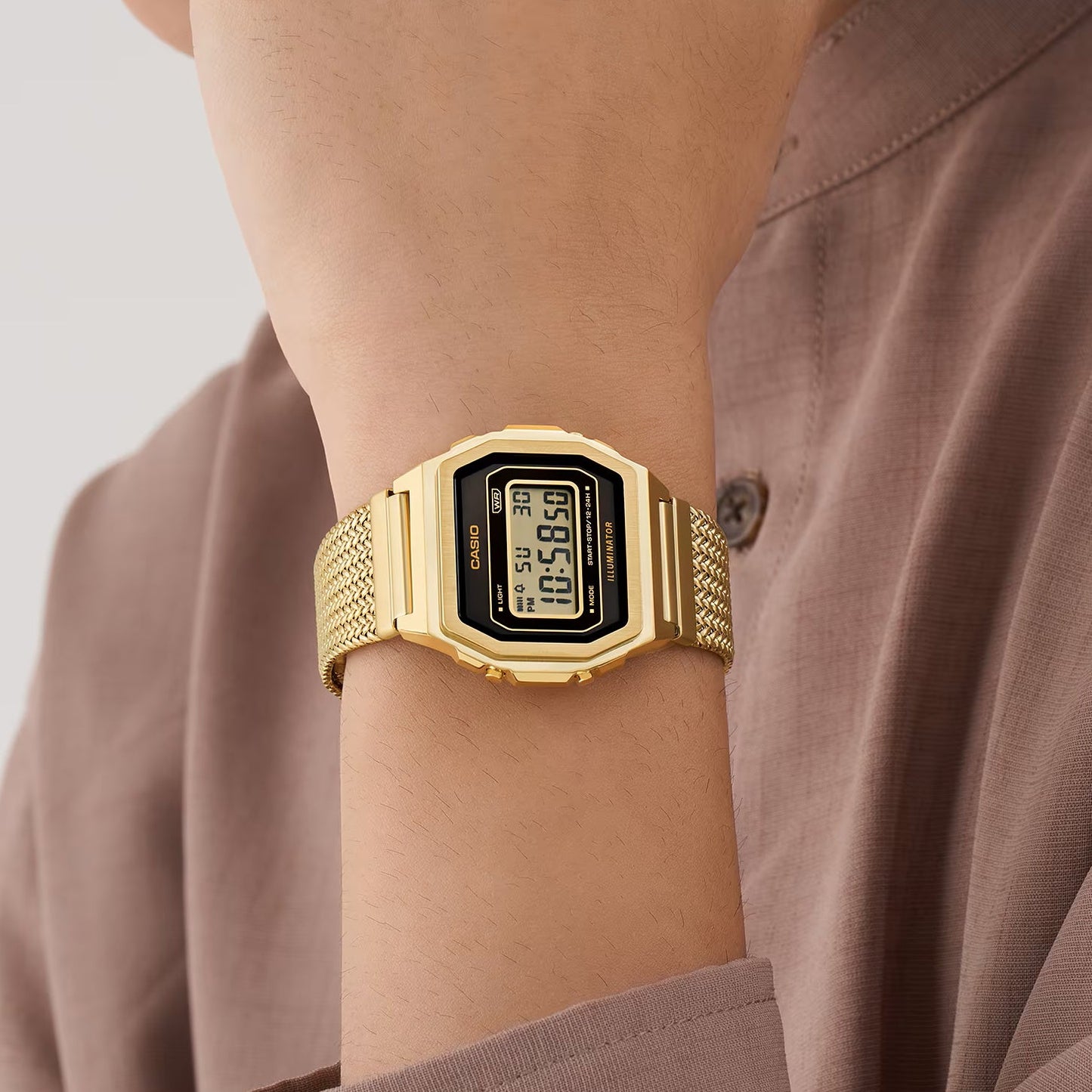 Casio Vintage Illuminator Mesh Chain Watch A1000MGA-5DF