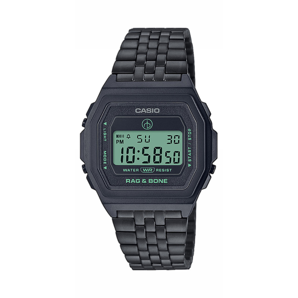 Casio Vintage Rag & Bone Illuminator Stainless Steel Black Chain Watch A1000RCB-1ER