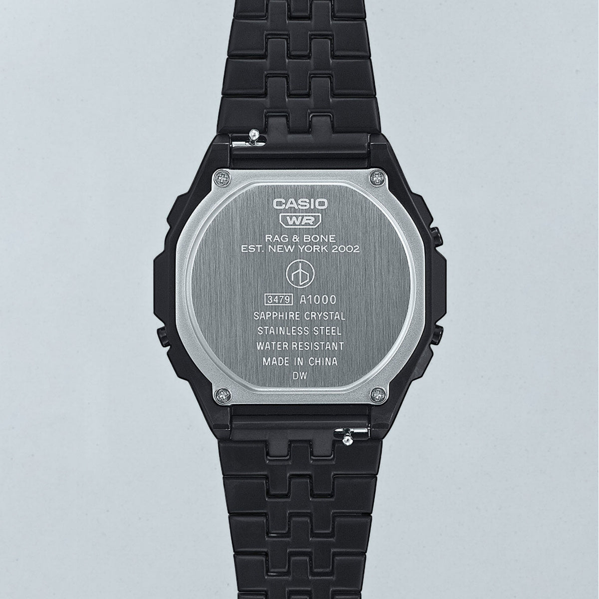 Casio Vintage Rag & Bone Illuminator Stainless Steel Black Chain Watch A1000RCB-1ER