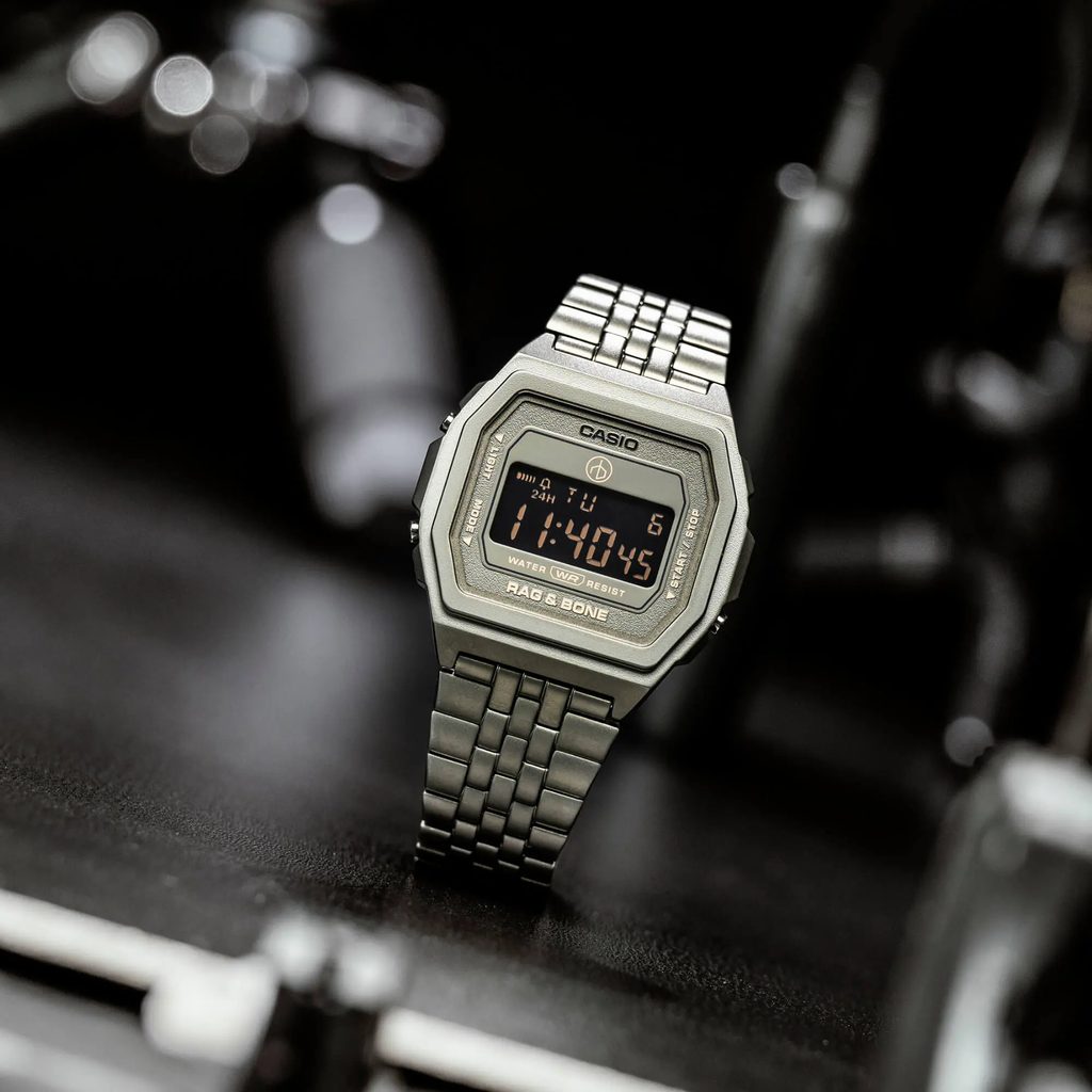 Casio Vintage Rag & Bone Illuminator Stainless Steel Gray Chain Watch A1000RCG-8BER