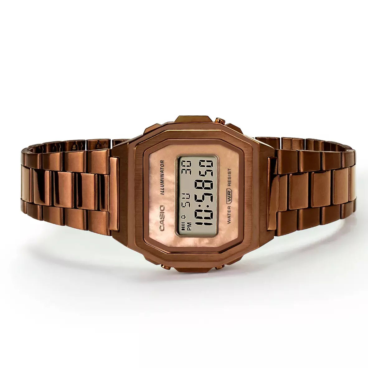 Casio Vintage Illuminator Stainless Steel Rose Gold Chain Watch A1000RG-5EF