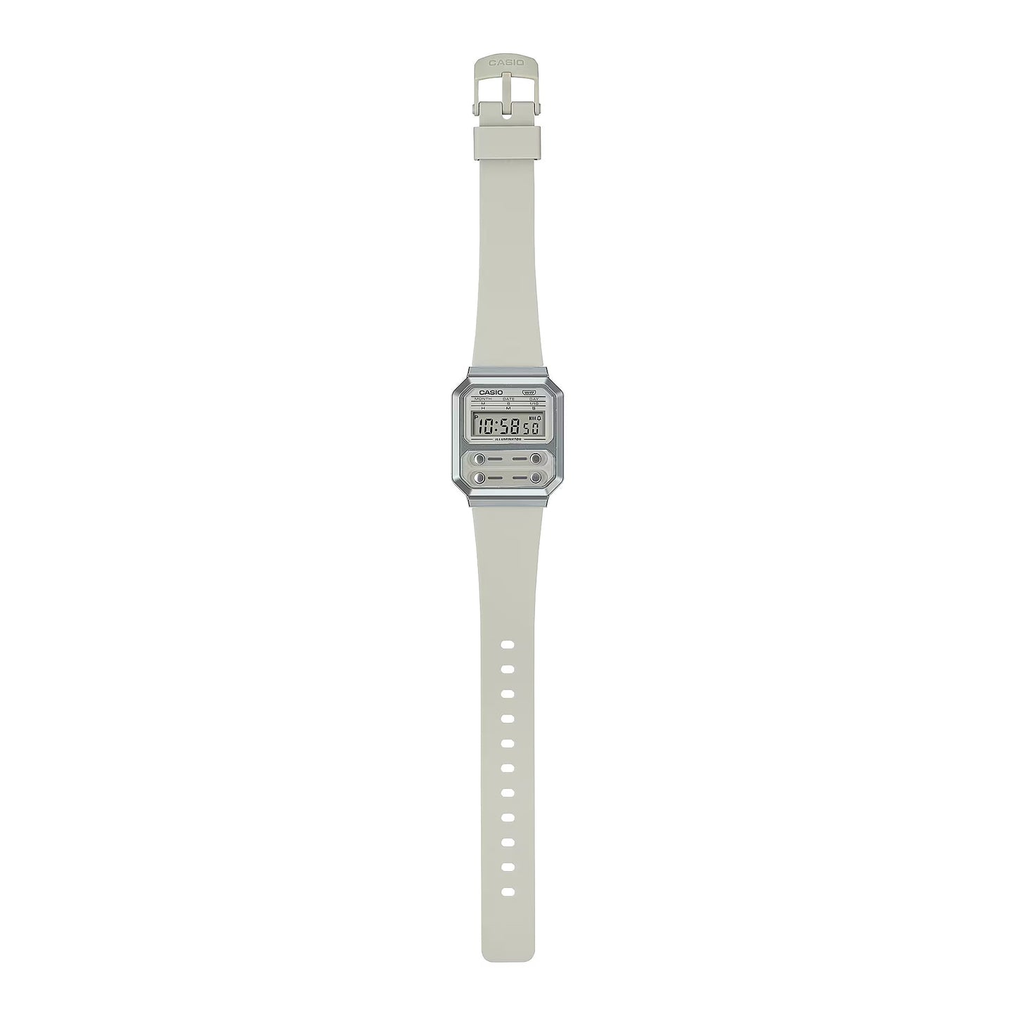 Casio Vintage Digital Silver Resin Belt Watch A100WEF-8ADF