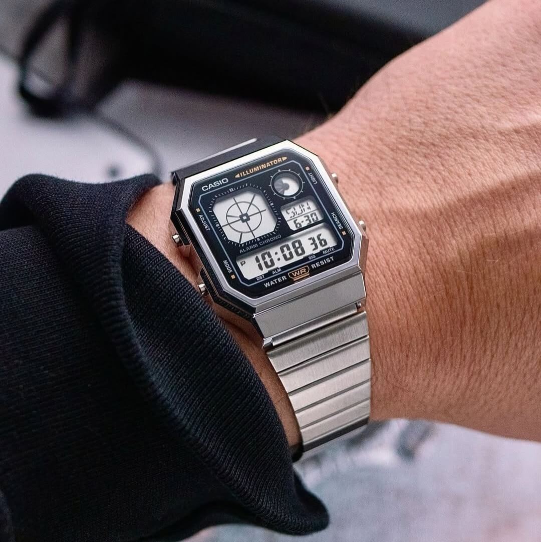 Casio Vintage World Time Digital Chain Watch A130WE-1ADF