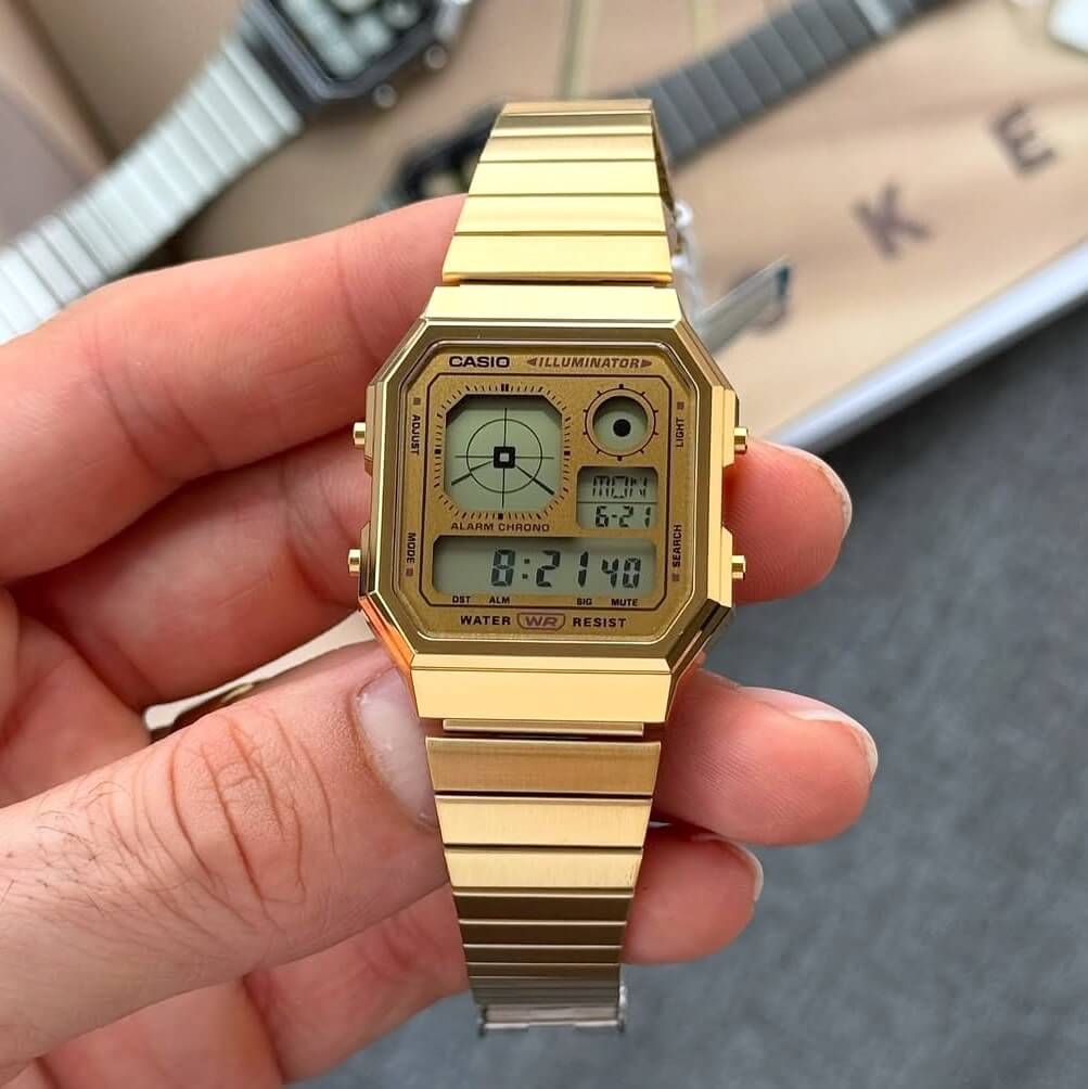 Casio Vintage World Time Digital Chain Watch A130WEG-9ADF