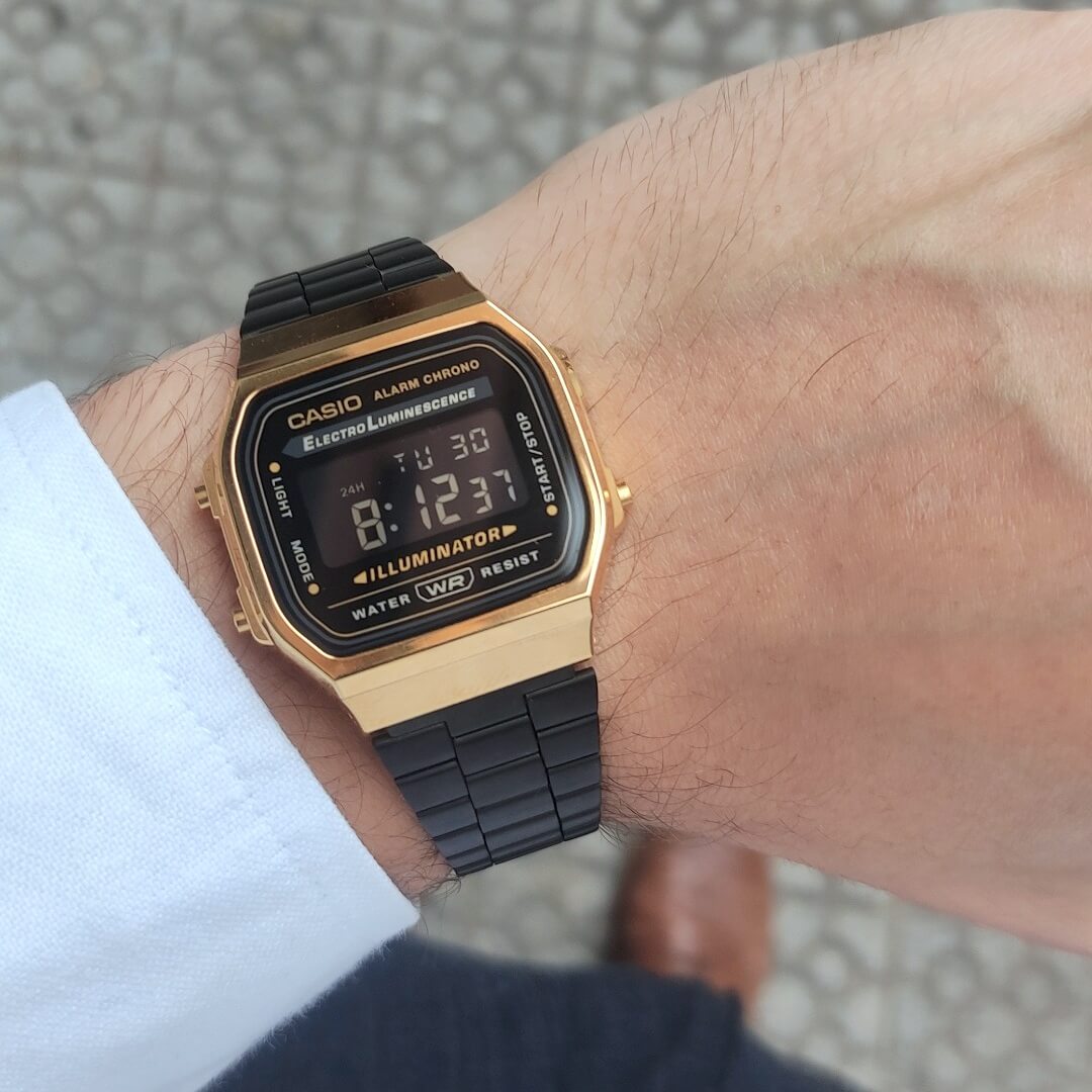 Casio Vintage Illuminator Digital Chain Watch A168WEGB-1BDF