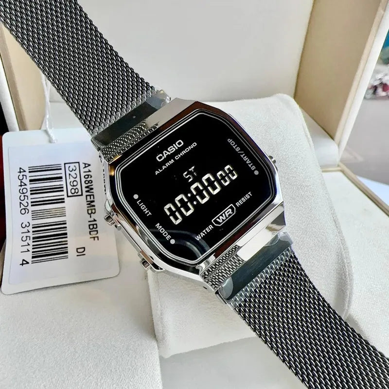 Casio Vintage Illuminator Digital Mesh Chain Watch A168WEMB-1BDF