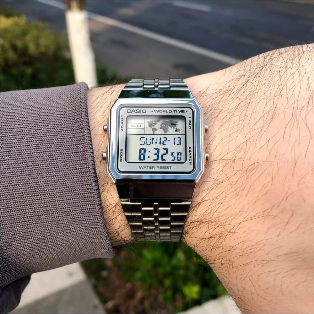 Casio Vintage World Time Digital Chain Watch A500WA-7DF