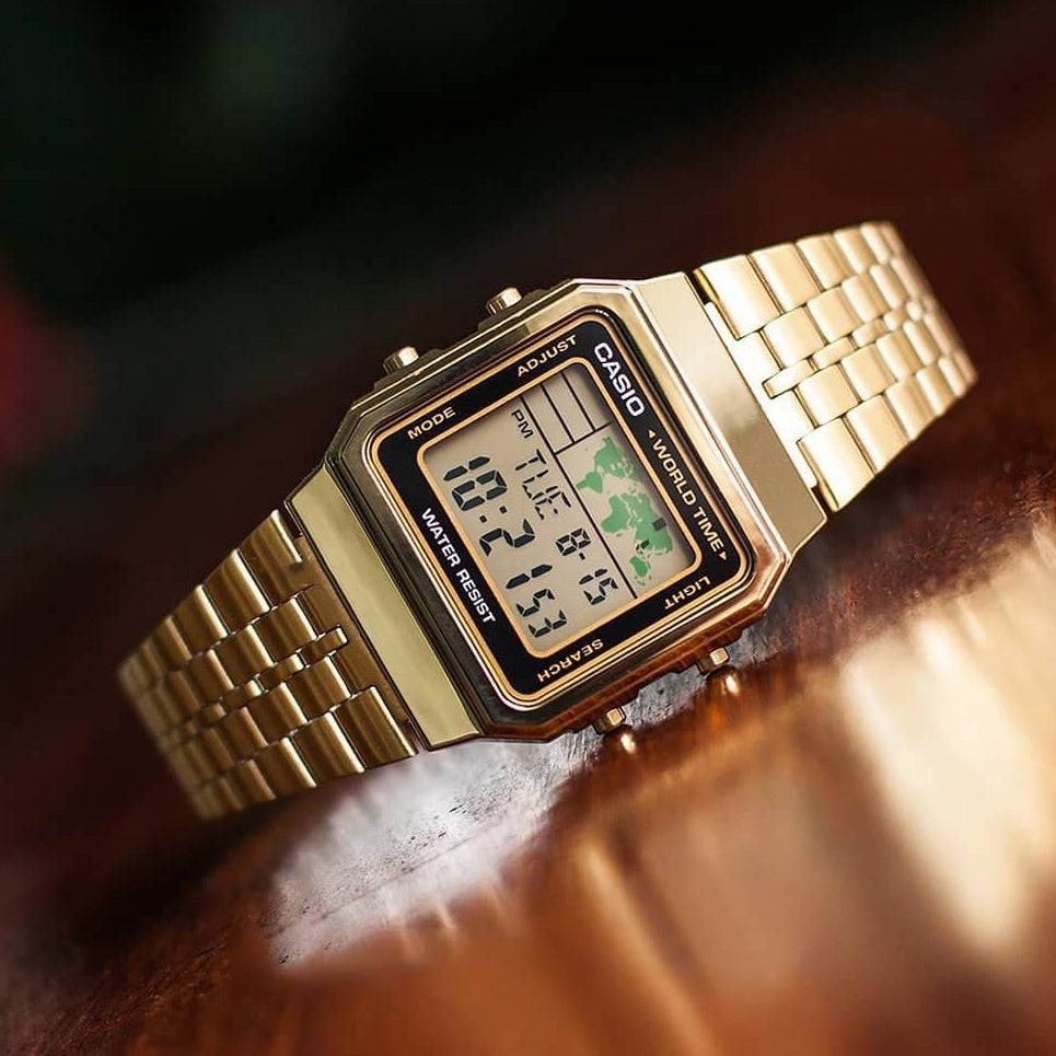 Casio Vintage World Time Digital Chain Watch A500WGA-1DF