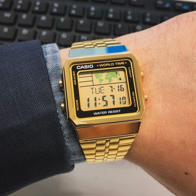 Casio Vintage World Time Digital Chain Watch A500WGA-1DF