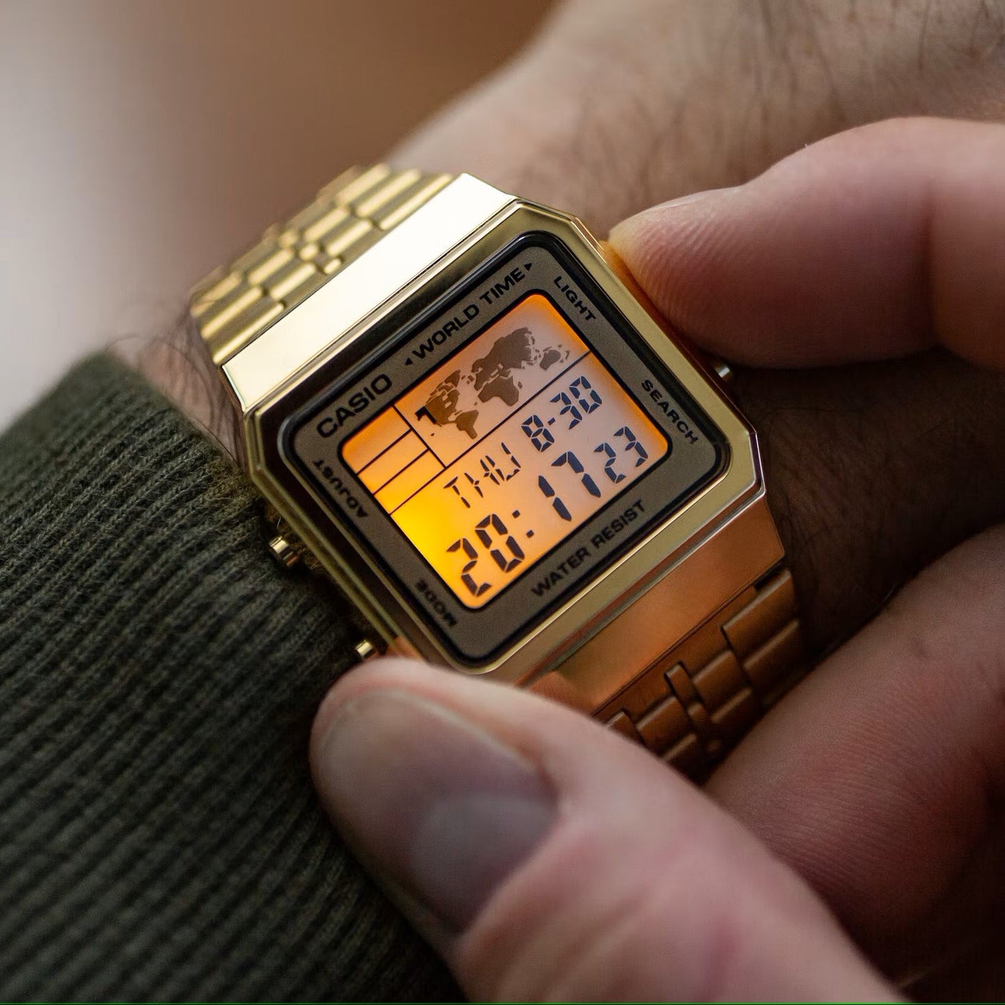 Casio Vintage World Time Digital Chain Watch A500WGA-9DF