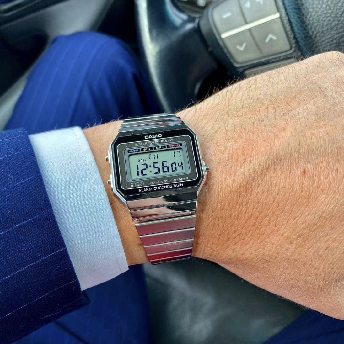Casio Vintage Super Slim Digital Chain Watch A700W-1ADF