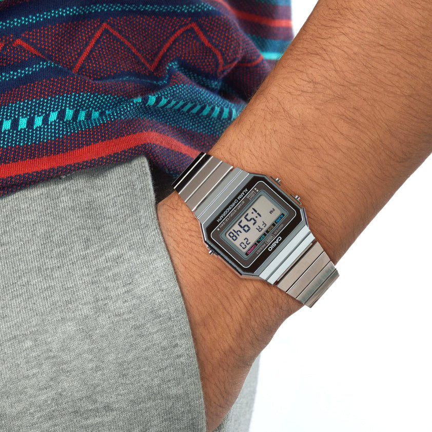 Casio Vintage Super Slim Digital Chain Watch A700W-1ADF