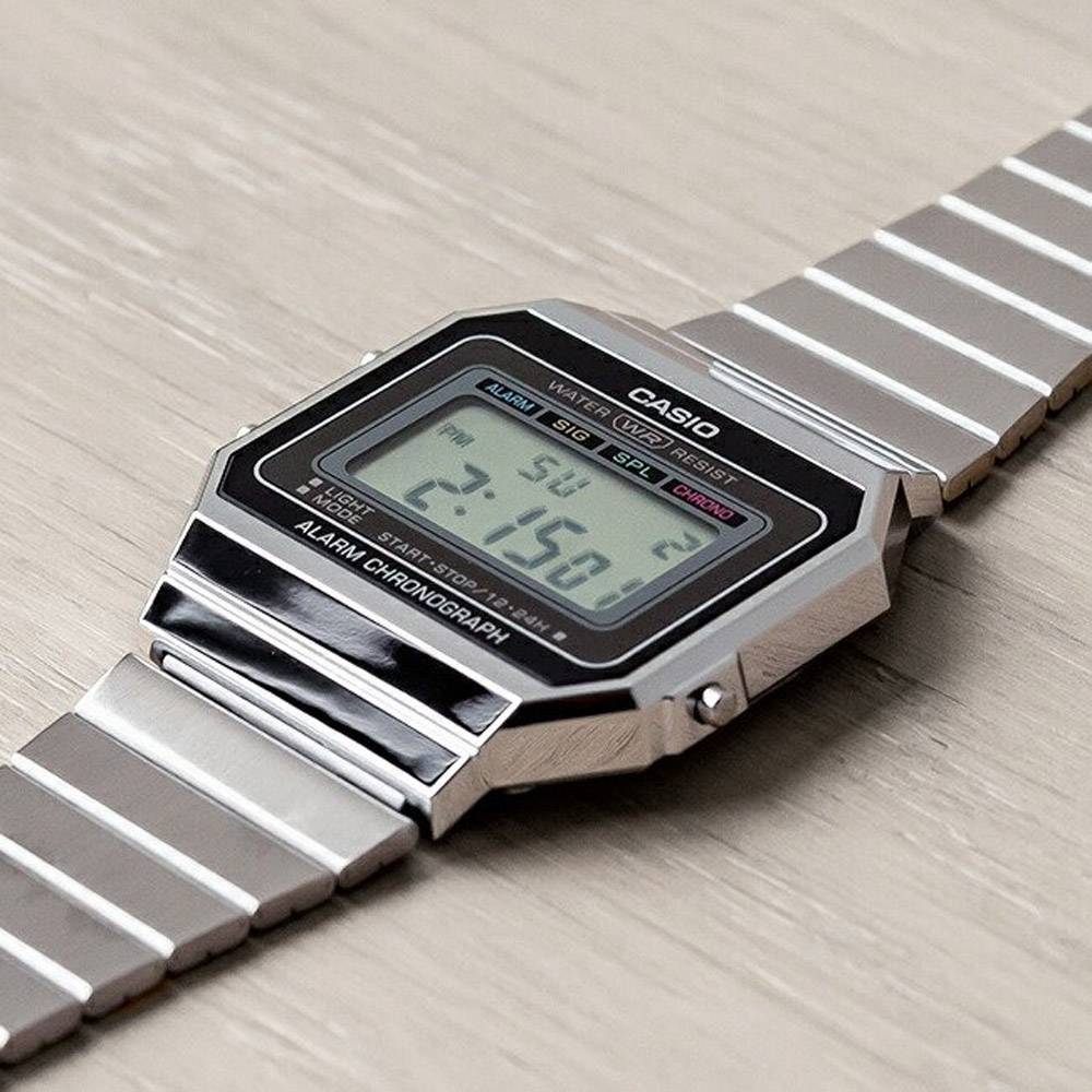 Casio Vintage Super Slim Digital Chain Watch A700W-1ADF