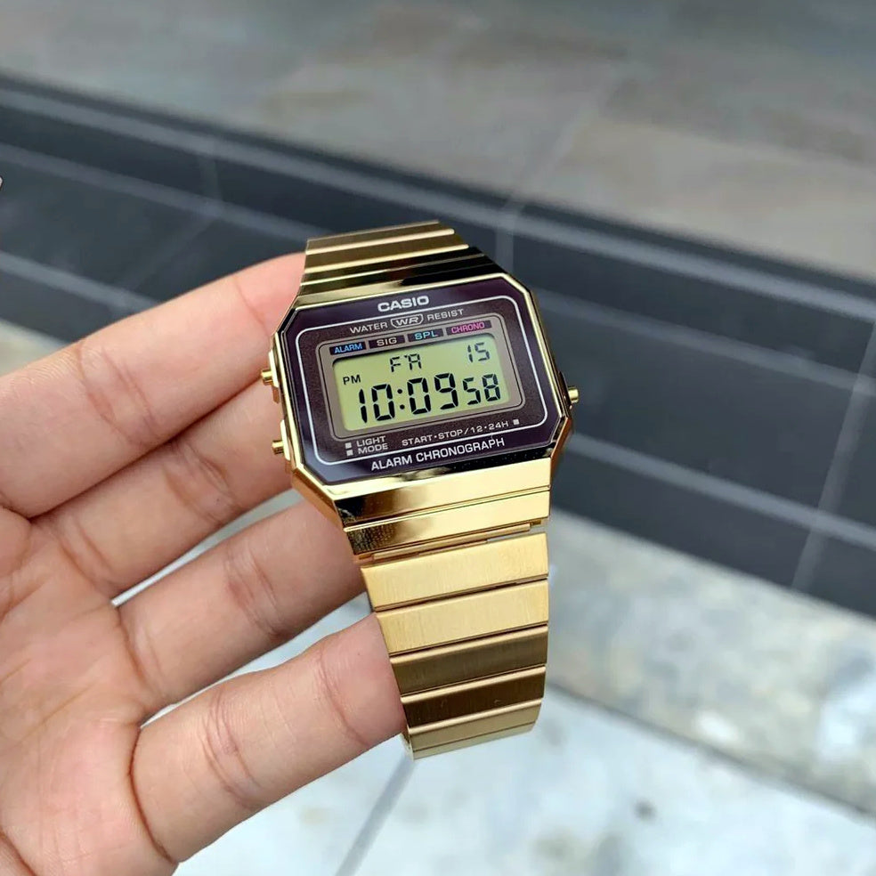 Casio Vintage Super Slim Digital Chain Watch A700WG-9ADF