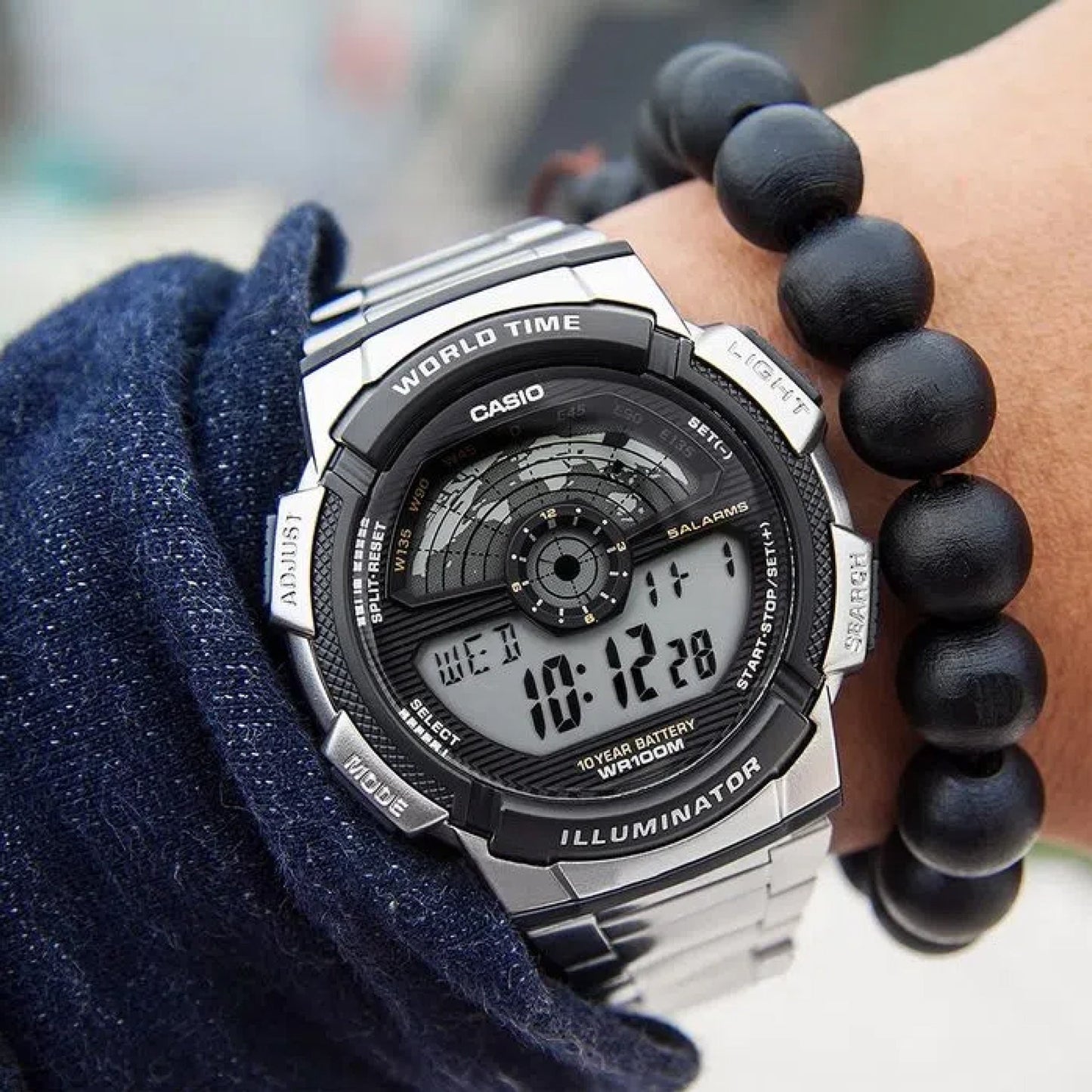 Casio Youth World Time Digital Chain Watch AE-1100WD-1AVDF