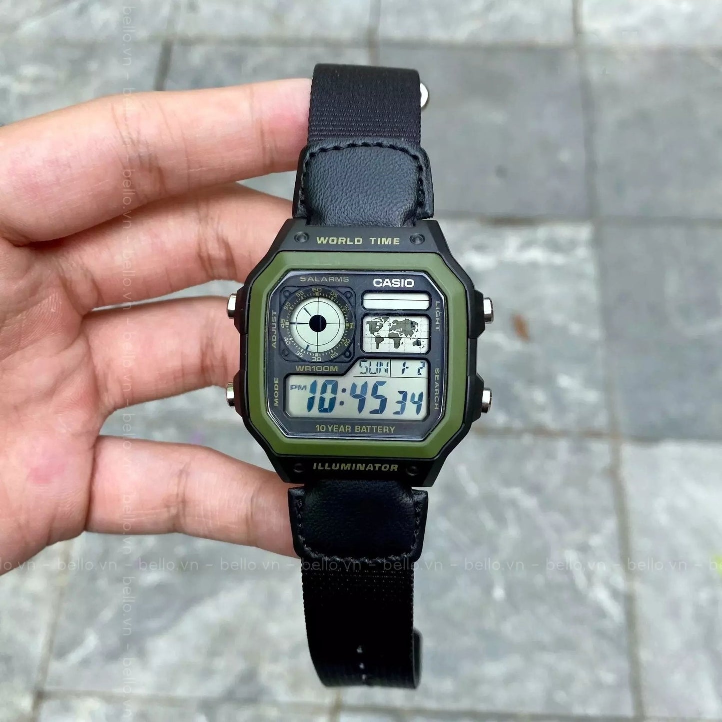 Casio AE-1200WHB-1BVDF Youth World Time Digital Nylon Belt Watch
