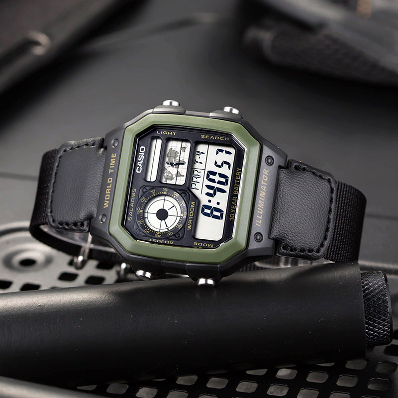 Casio AE-1200WHB-1BVDF Youth World Time Digital Nylon Belt Watch