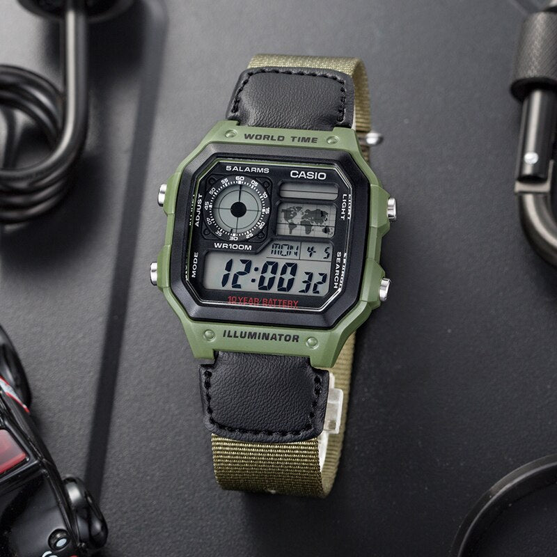 Casio AE-1200WHB-3BVDF Youth World Time Digital Nylon Belt Watch
