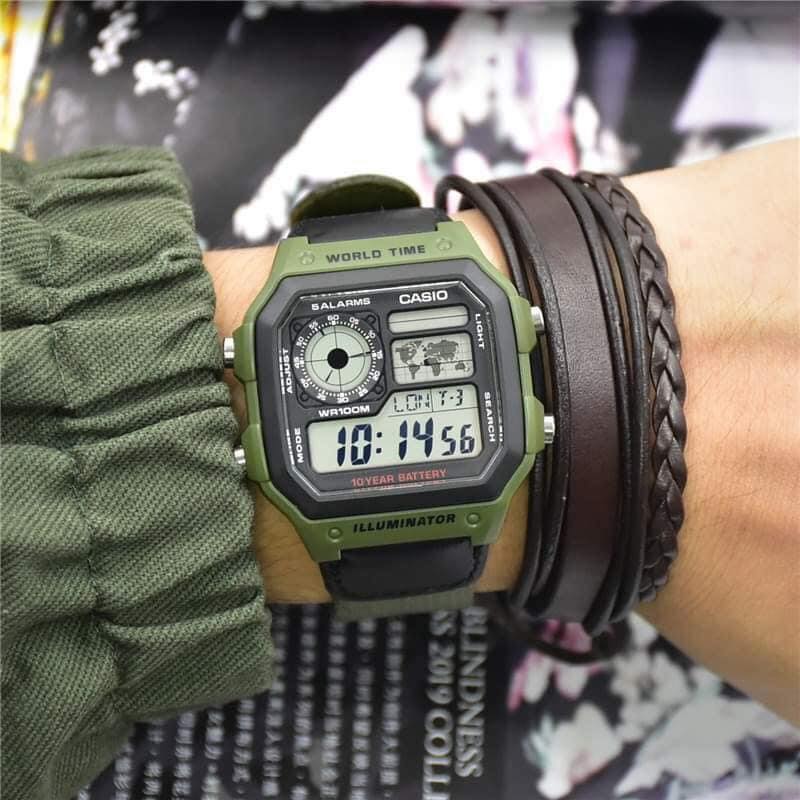 Casio AE-1200WHB-3BVDF Youth World Time Digital Nylon Belt Watch