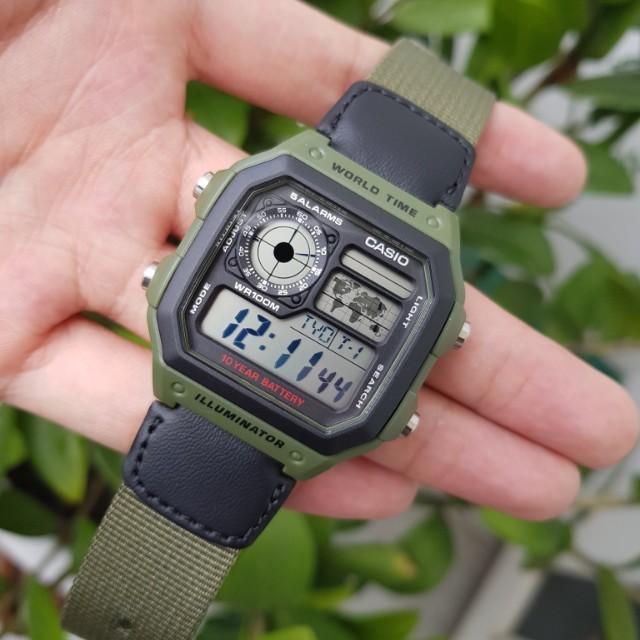 Casio AE-1200WHB-3BVDF Youth World Time Digital Nylon Belt Watch