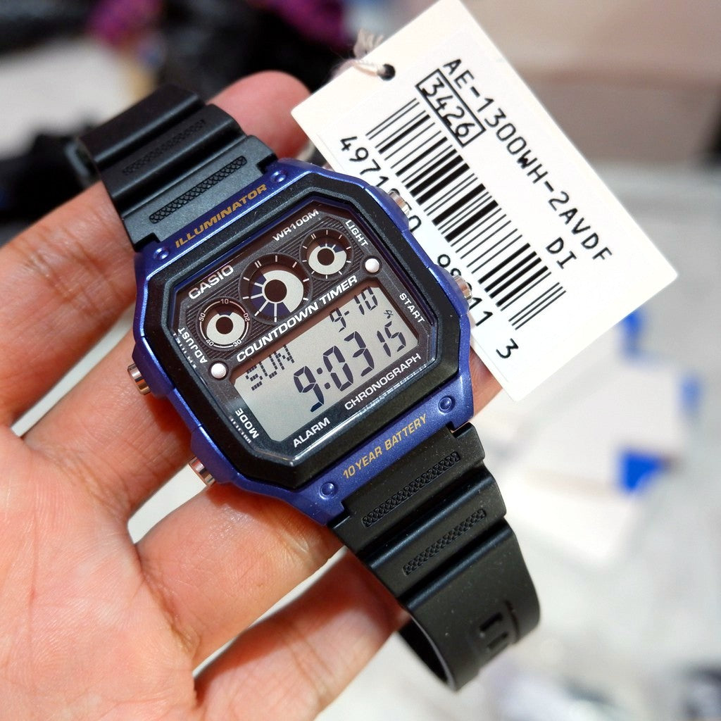 Casio Youth Illuminator World Time Resin Belt Watch AE-1300WH-2AVDF