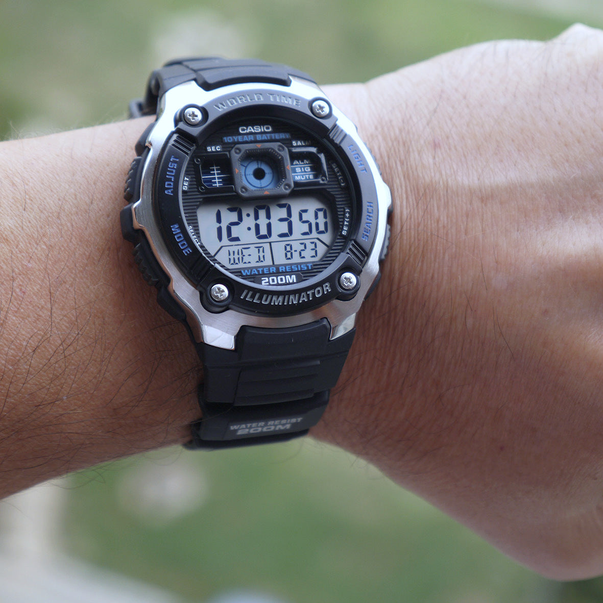 Casio Youth World Time Digital Resin Belt Watch AE-2000W-1AVDF