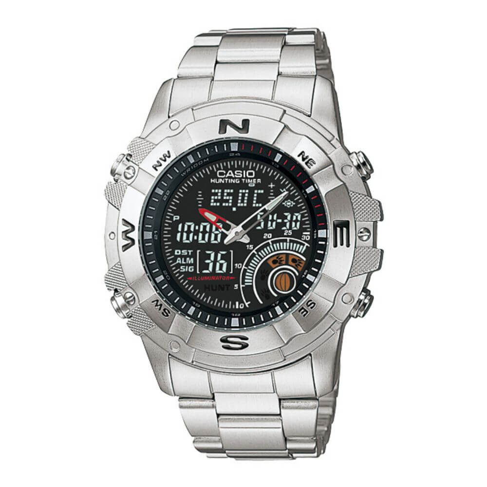 Casio Youth Hunting Timer Stainless Steel Chain Watch AMW-705D-1AVDF