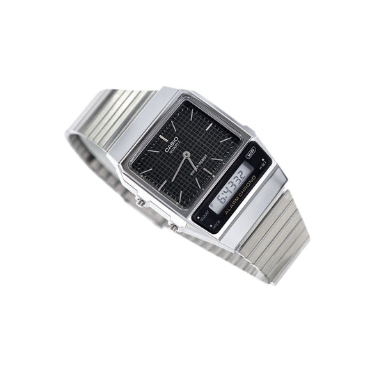 Casio Vintage Dual Time Silver Chain Watch AQ-800E-1ADF