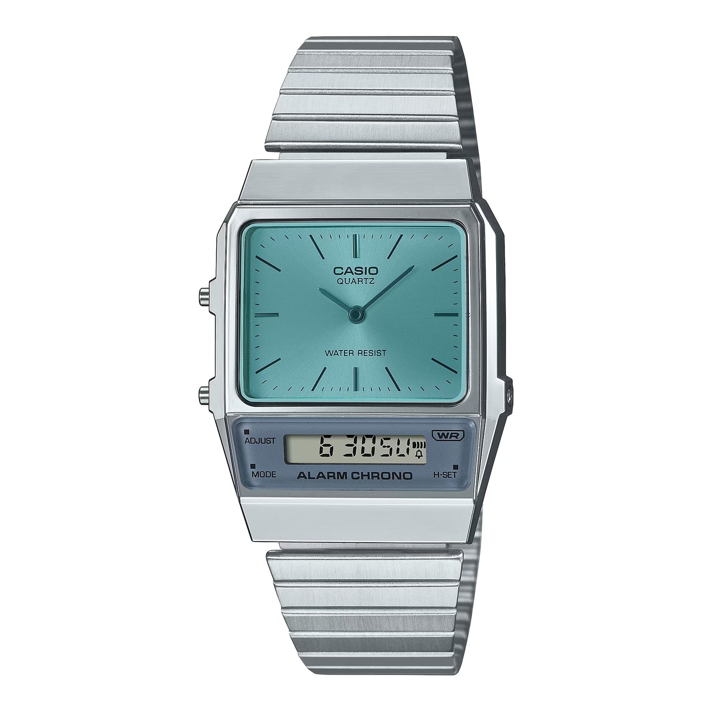 Casio Vintage Dual Time Silver Chain Watch AQ-800EC-2ADF