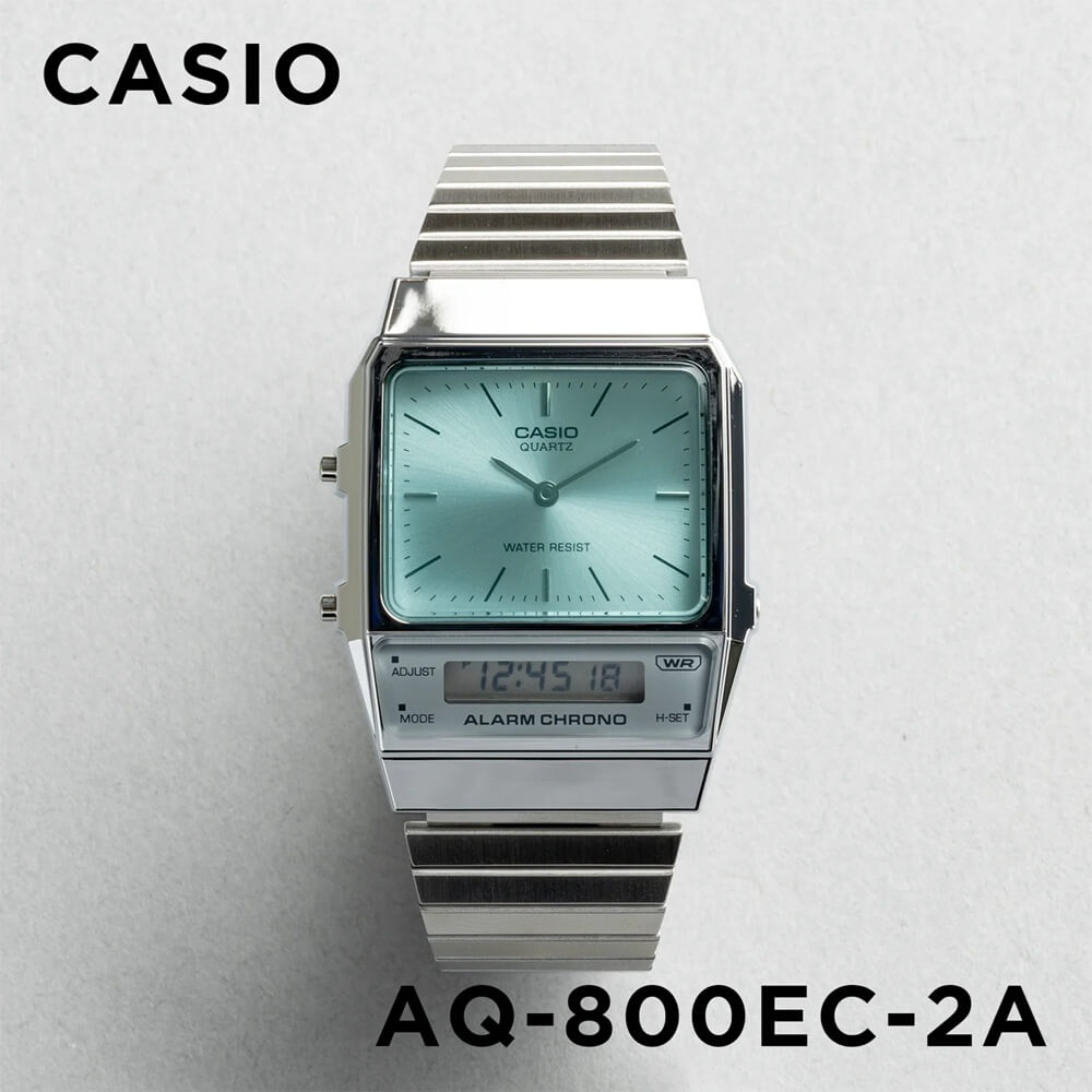 Casio Vintage Dual Time Silver Chain Watch AQ-800EC-2ADF